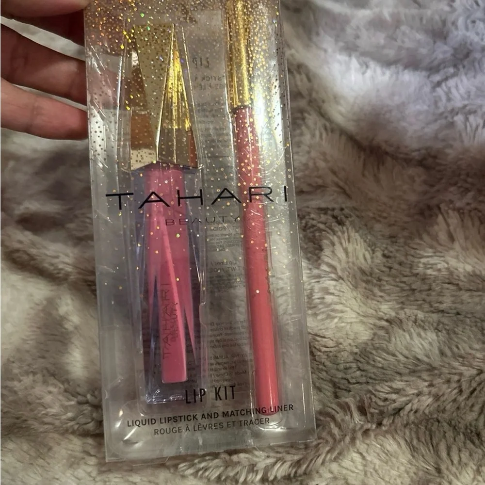 Tahari Pink Lip Kit with Gold Accents